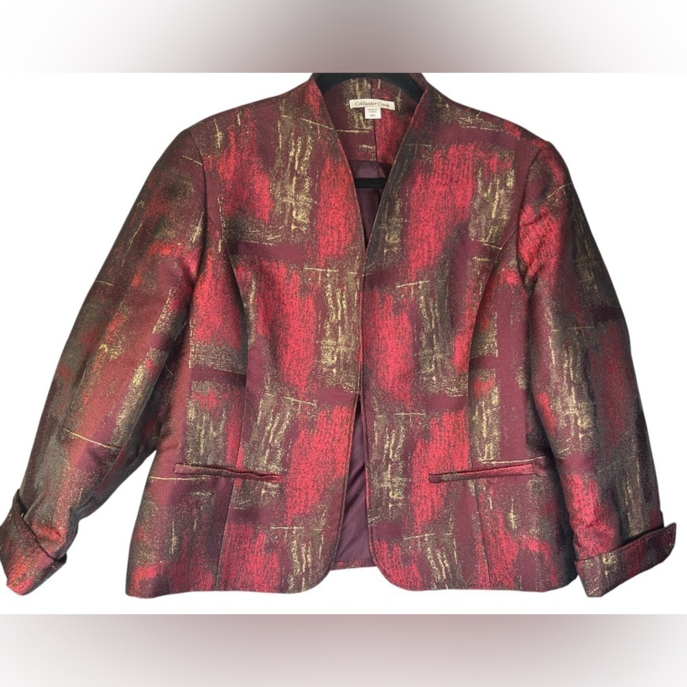 Coldwater Creek Blazer with Shades of Red, Burgundy, Plum and Gold. Size PXL